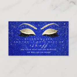 Cartão de Referência de Salão Lashes Azuis Dourado