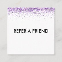 Cartão de Referência de Salão roxo com brilho de l