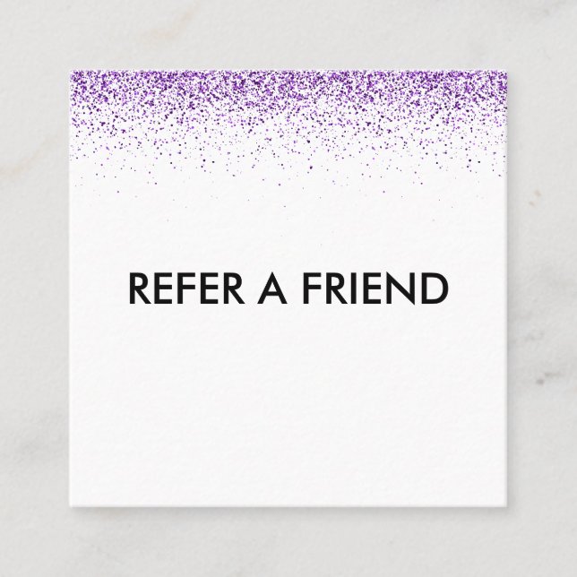 Cartão de Referência de Salão roxo com brilho de l (Frente)