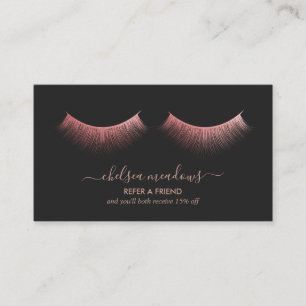 Cartão de Referência Eyelashes Dourado rosa