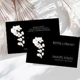 Cartão de Referência Floral Orquídea Preto e Branc