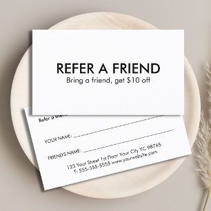 Cartão de Referência Minimalista Elegante Preto e