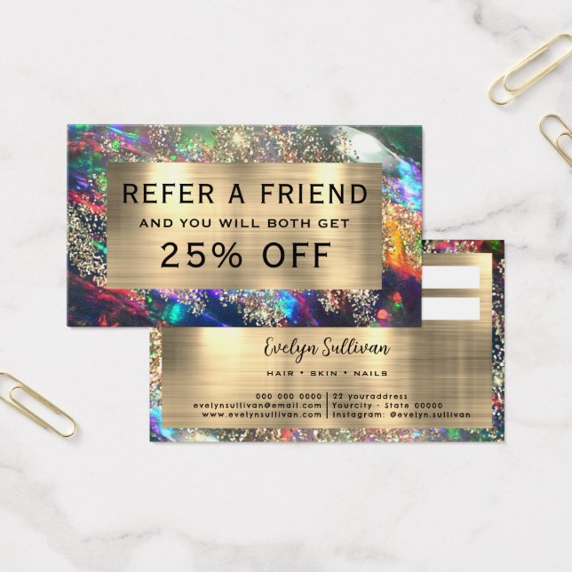 Cartão de referência opal preto-claro Dourado (Escritótio)