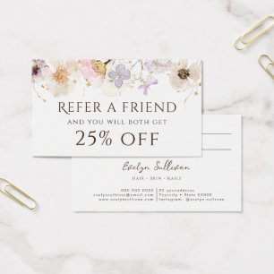 Cartão de referência para flores secas