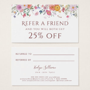 Cartão de referência para flores silvestres fresca