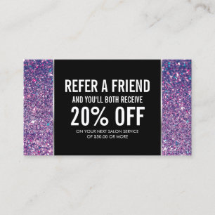 Cartão de Referência para Glitter e Glamor Roxo