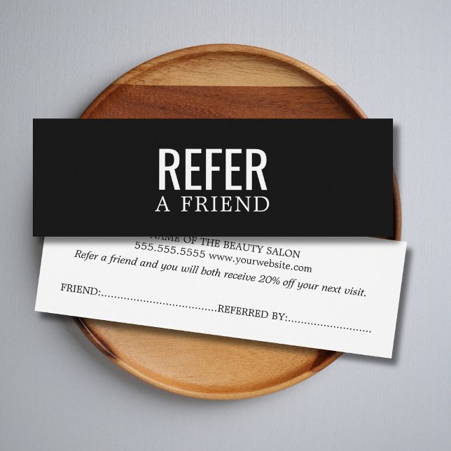 Cartão de referência preto e branco Elegante simpl (Criador carregado)