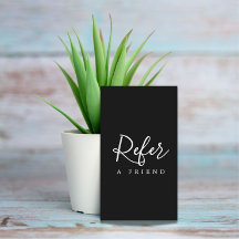 Cartão de referência preto e branco Elegante simpl