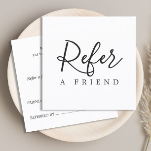 Cartão de referência preto e branco Elegante simpl