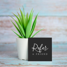 Cartão de referência preto e branco Elegante simpl