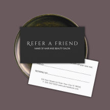 Cartão de referência preto e branco Elegante simpl