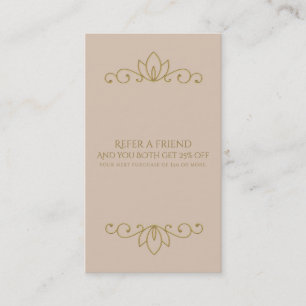 Cartão de Referência Rosa Bege e Dourado Chic Eleg