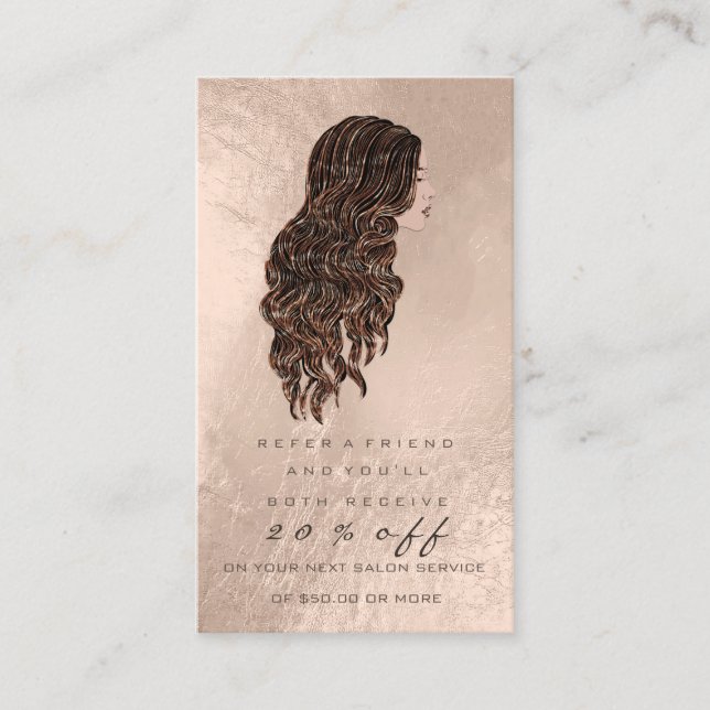 Cartão de Referência Salão Cobre Makeup Lash Haird (Frente)