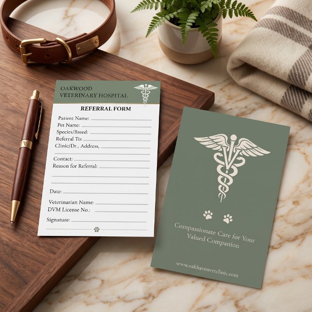 Cartão de Referência Veterinária Personalizado Clí (Custom Veterinary Referral Card DVM Clinic Editable
)