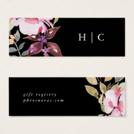 Cartão de Registro Bonito de Aquarela Preto Elegan