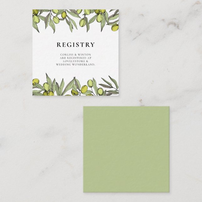 Cartão de registro de casamento da filial de Olive (Frente/Verso)