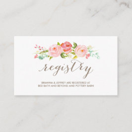 Cartão de Registro de Casamento Floral de rosa Gar