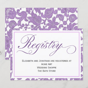 Cartão de Registro de Casamento Lavanda Lace