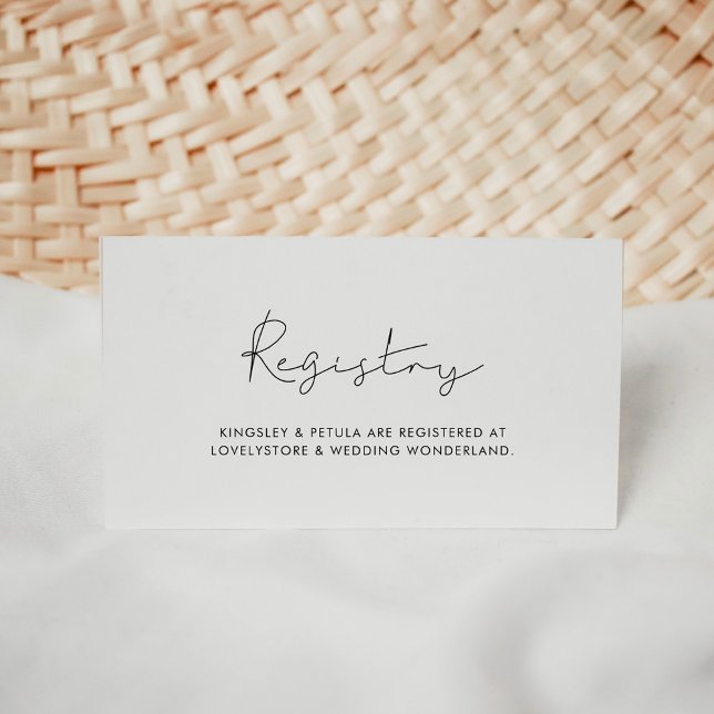 Cartão de registro de casamento manuscrito minimal (Minimalist handwritten wedding registry card)
