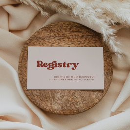 Cartão de registro de casamento rosa pêssego retrô