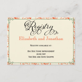 Cartão de Registro de Casamento Rústico Laranja e 