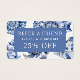 Cartão de remessa de conchas azuis legantes