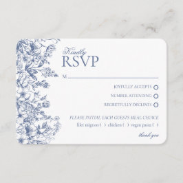 Cartão de Reposição RSVP Floral de Chinoiserie Azu