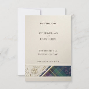 Cartão de Reserva de Data Navy Tartan Thistle