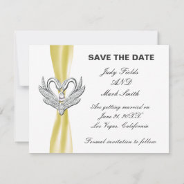 Cartão de Reserva do Dia com Cisnes Prateados e Fi