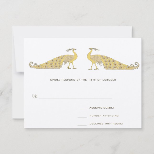 Cartão de Resposta à Parada de Peacock Art Nouveau (Frente)