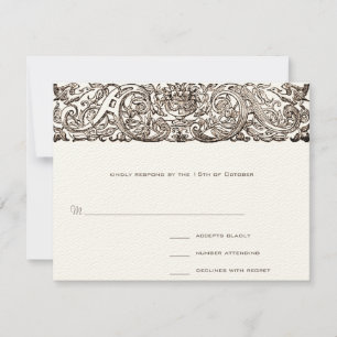 Cartão de Resposta à Parada de Peacock Art Nouveau