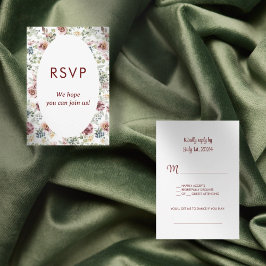 Cartão de resposta ao casamento floral romântico