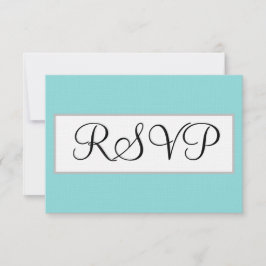 Cartão de Resposta Azul Seafoam Prata para Casamen