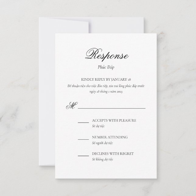 Cartão de Resposta Bilíngue Vietnamita (Frente)