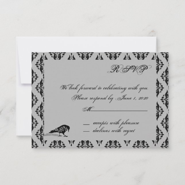 Cartão de Resposta Black Raven Gothic Frame (Frente)