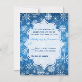 Cartão de Resposta Blue and White Snowflakes