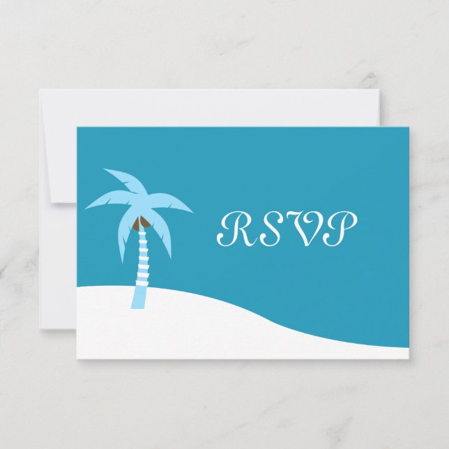 Cartão de Resposta Blue Caribbean Palm Tree (Frente)