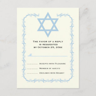 Cartão de resposta Blue Star of David Damask Bat 
