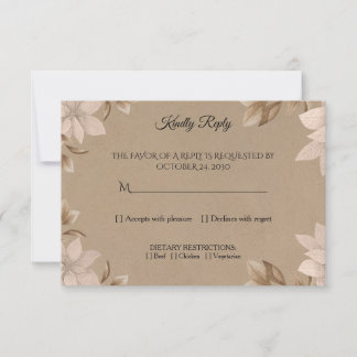 Cartão de Resposta Boho Beige Floral Real Elegante