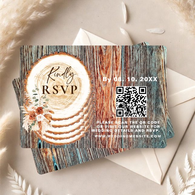 Cartão de Resposta Boho Rústico com QR Code de Fat (Criador carregado)