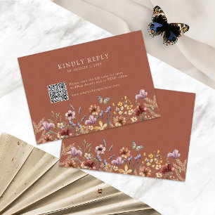 Cartão de Resposta Boho Terracotta Wildflower