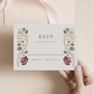 Cartão de Resposta Burgundy Floral Art Nouveau