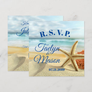 Cartão de Resposta Cena de Praia de Casamento Trop