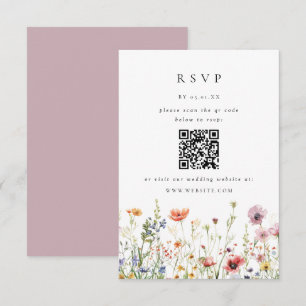 Cartão de Resposta Código QR Casamento Flor Silves