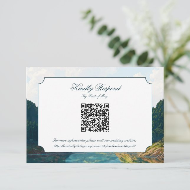 Cartão de Resposta Código QR para Casamento no Val (Em pé/Frente)