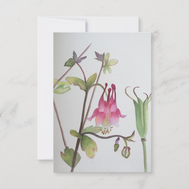 Cartão de Resposta Columbine Aquarelas Botânicas (Frente)