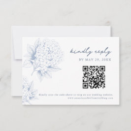 Cartão de Resposta com Código QR de Hortênsia Azul