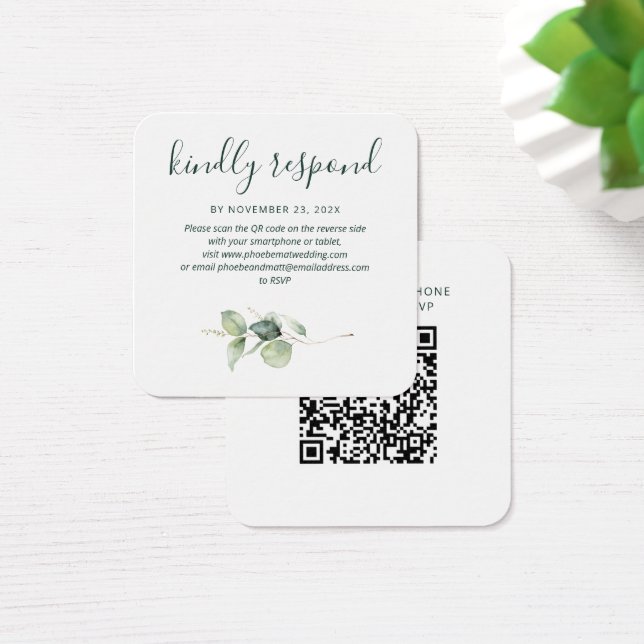 Cartão de Resposta com Código QR Elegante Eucalipt (Mesa)