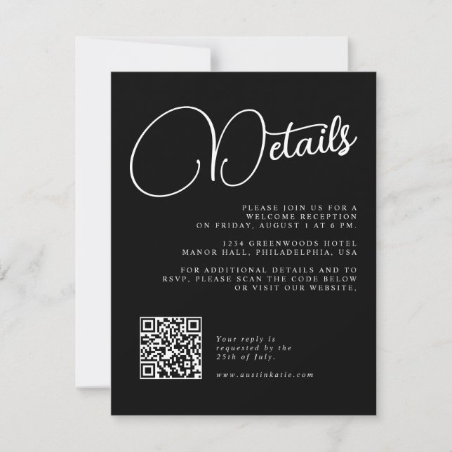 Cartão de Resposta com Detalhes do Casamento em Le (Frente)