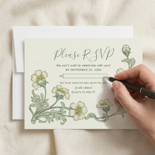 Cartão de resposta com flores art nouveau de estil